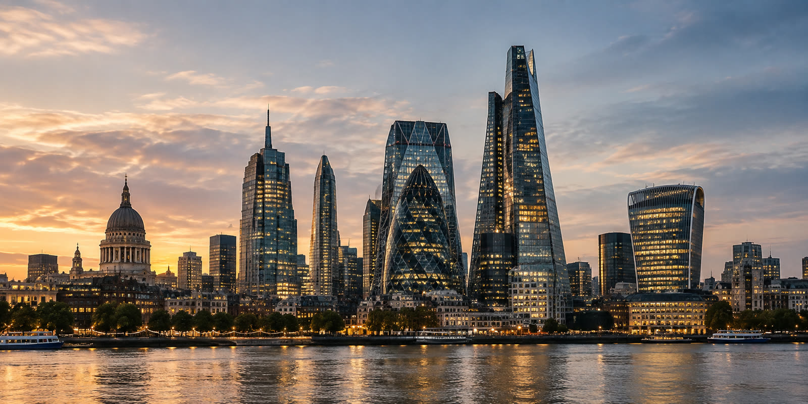 London skyline at dusk